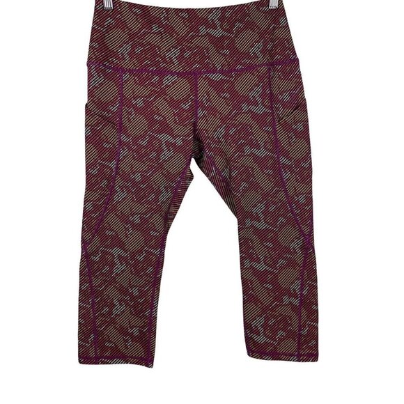 Ododos Large Leggings Cropped Side Pockets Pink Orange Purple Activewear Bottoms - Picture 1 of 5